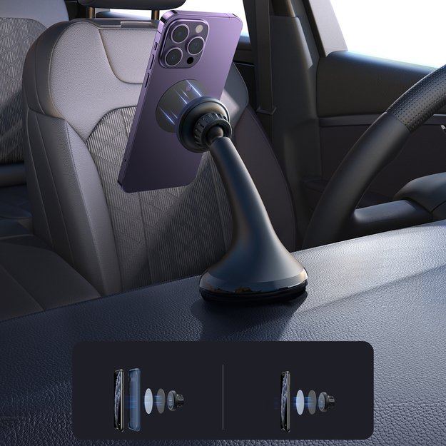 Joyroom JR-ZS356 universal magnetic car holder for a phone on the cockpit/window - black 10