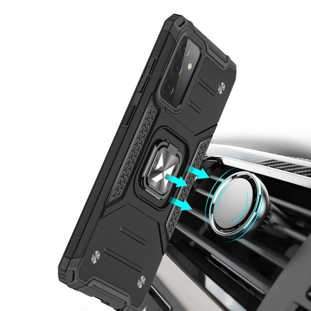 Wozinsky Ring Armor Case Kickstand Tough Rugged Cover for Samsung Galaxy A72 4G red 5