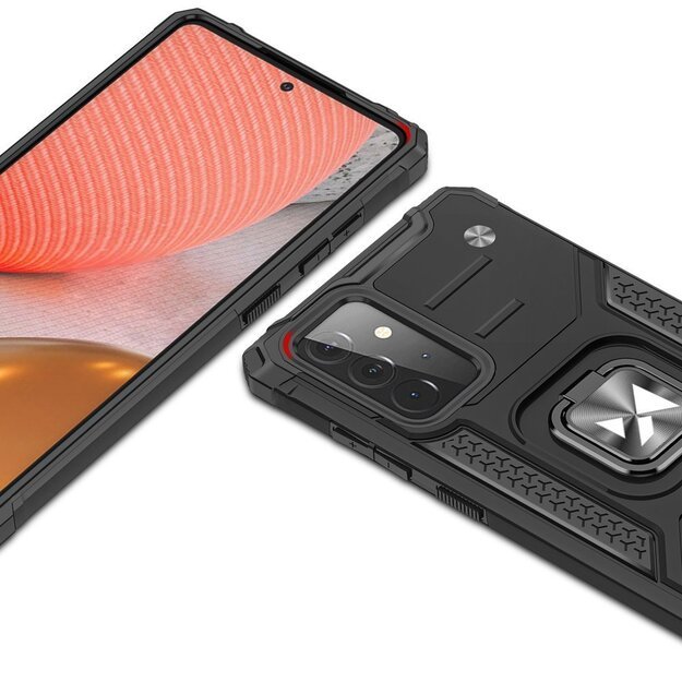 Wozinsky Ring Armor Case Kickstand Tough Rugged Cover for Samsung Galaxy A72 4G red 1
