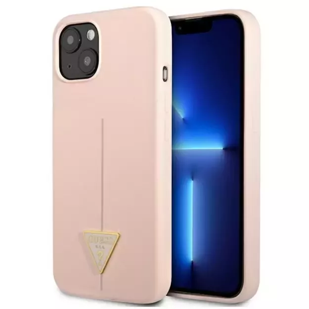 Guess GUHCP13MSLTGP iPhone 13 6.1&quot  pink/pink hardcase Silicone Triangle