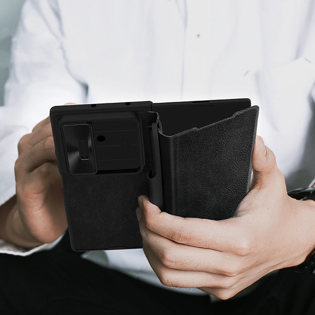 Etui Nillkin Qin Pro na Samsung Galaxy Z Fold 7 z miejscem na S Pen - czarne 8