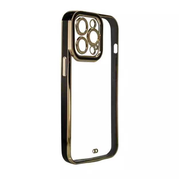 Fashion Case Case for iPhone 13 Pro Max Gold Frame Gel Cover Black