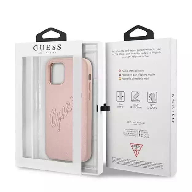 Guess GUHCP12LRSAVSRG iPhone 12 Pro Max 6.7&quot  pink/pink hardcase Saffiano Vintage Script 7