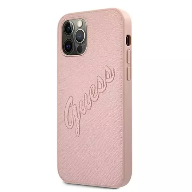 Guess GUHCP12LRSAVSRG iPhone 12 Pro Max 6.7&quot  pink/pink hardcase Saffiano Vintage Script 1
