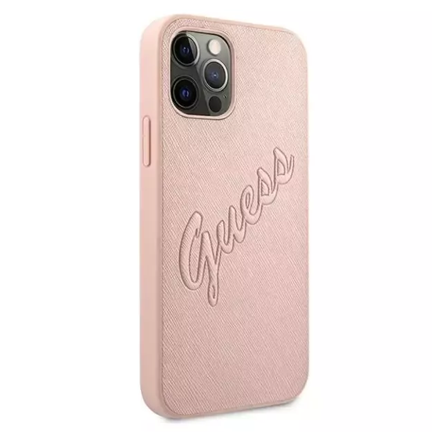 Guess GUHCP12LRSAVSRG iPhone 12 Pro Max 6.7&quot  pink/pink hardcase Saffiano Vintage Script 3