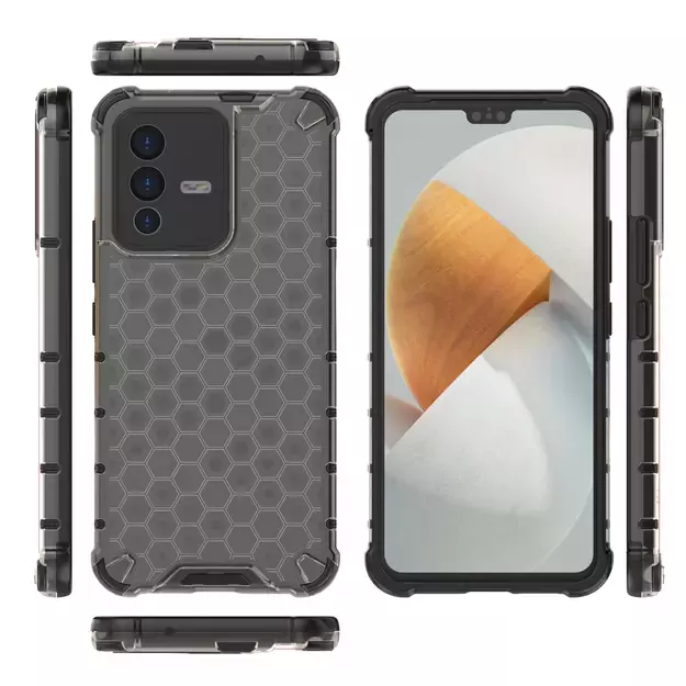 Honeycomb case armored cover with a gel frame Vivo V23 5G black 12