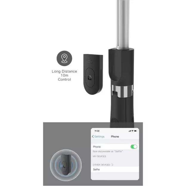 Tech-Protect L01S Bluetooth Selfie Stick with Tripod up to 70cm - Black 6