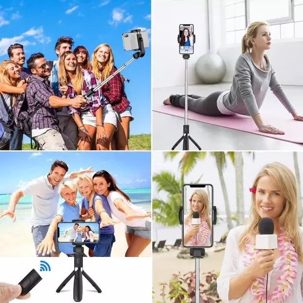 Tech-Protect L01S Bluetooth Selfie Stick with Tripod up to 70cm - Black 10