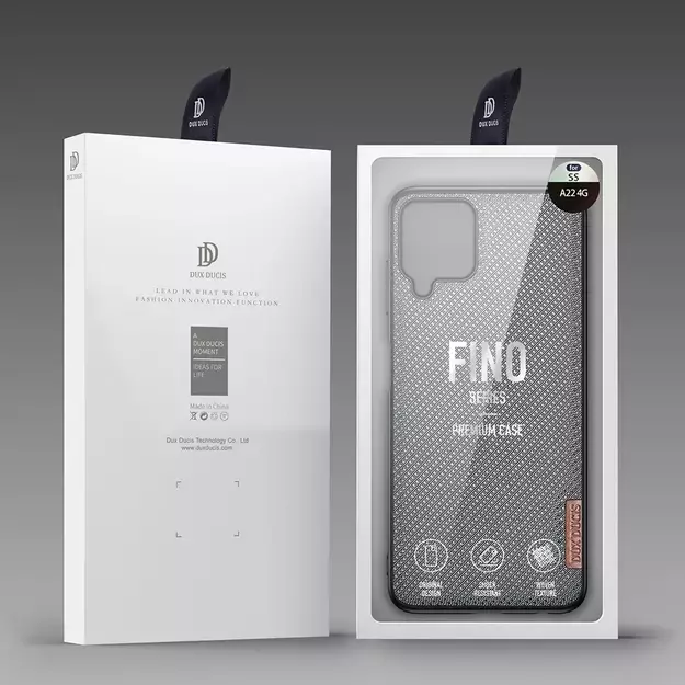 Dux Ducis Fino case covered with nylon material for Samsung Galaxy A22 4G gray 4