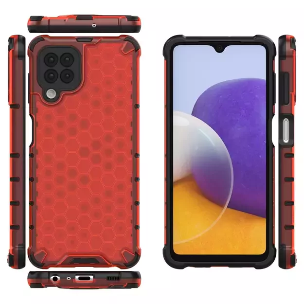 Honeycomb Case armor cover with TPU Bumper for Samsung Galaxy A22 4G red 1