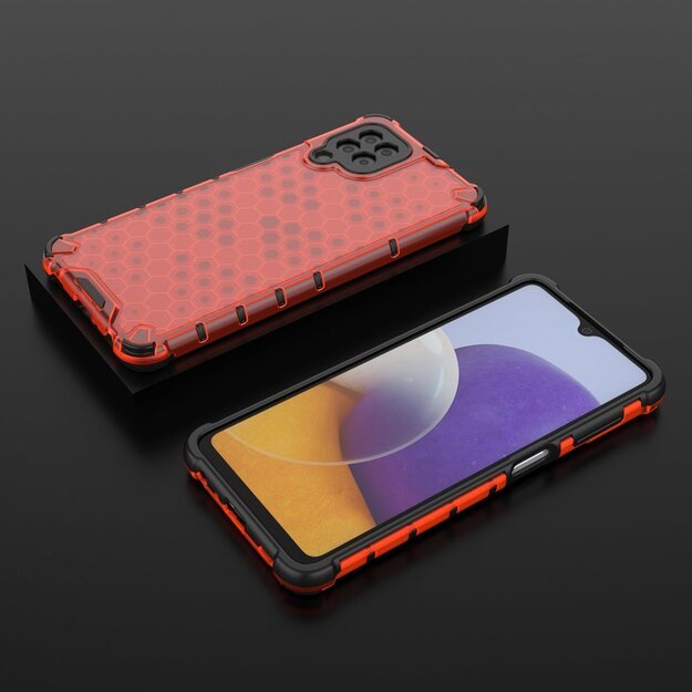 Honeycomb Case armor cover with TPU Bumper for Samsung Galaxy A22 4G red 25