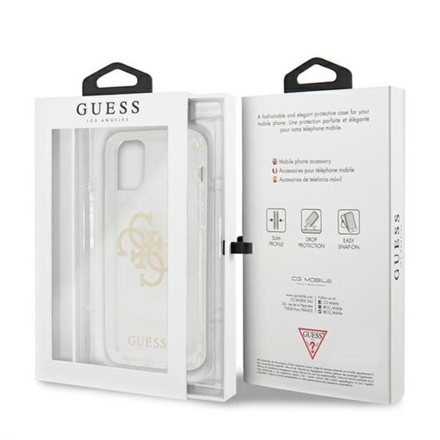 Guess GUHCP12LPCUGL4GTR iPhone 12 Pro Max 6.7&quot  transparent hard case Glitter 4G Big Logo 14