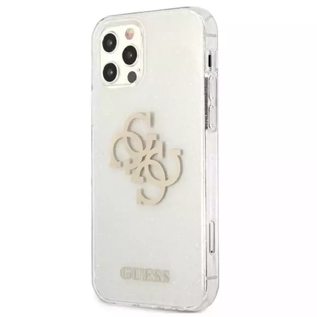 Guess GUHCP12LPCUGL4GTR iPhone 12 Pro Max 6.7&quot  transparent hard case Glitter 4G Big Logo 1