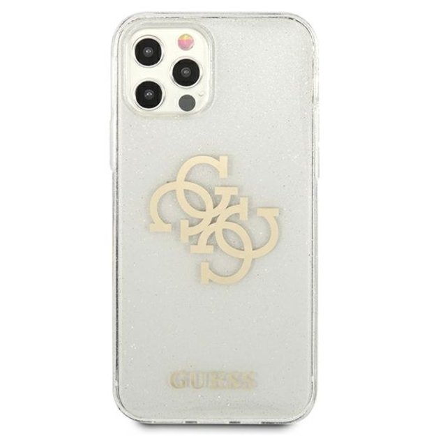Guess GUHCP12LPCUGL4GTR iPhone 12 Pro Max 6.7&quot  transparent hard case Glitter 4G Big Logo 9