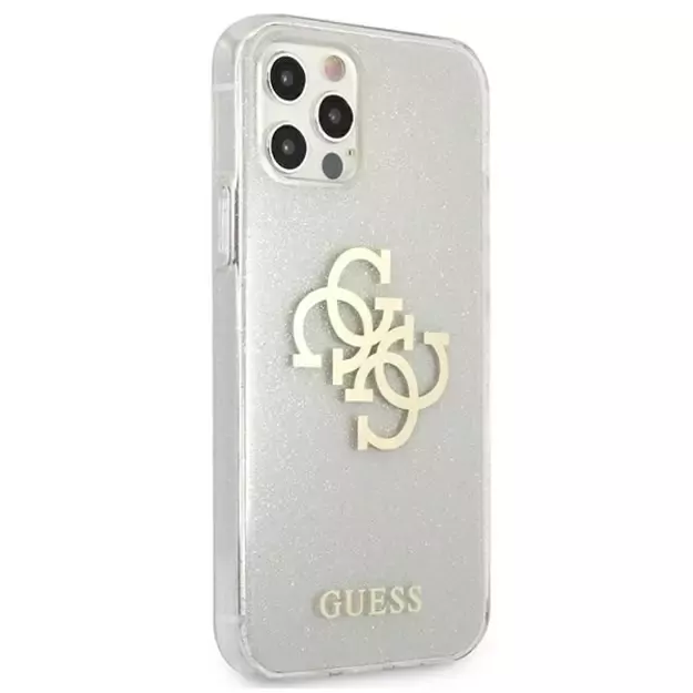 Guess GUHCP12LPCUGL4GTR iPhone 12 Pro Max 6.7&quot  transparent hard case Glitter 4G Big Logo 3