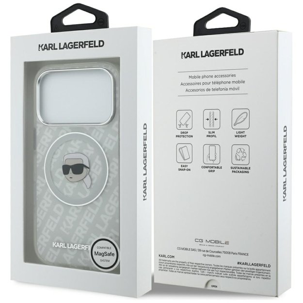 Karl Lagerfeld IML Karl Head Logo MagSafe Case for iPhone 17 Pro - Gray 7