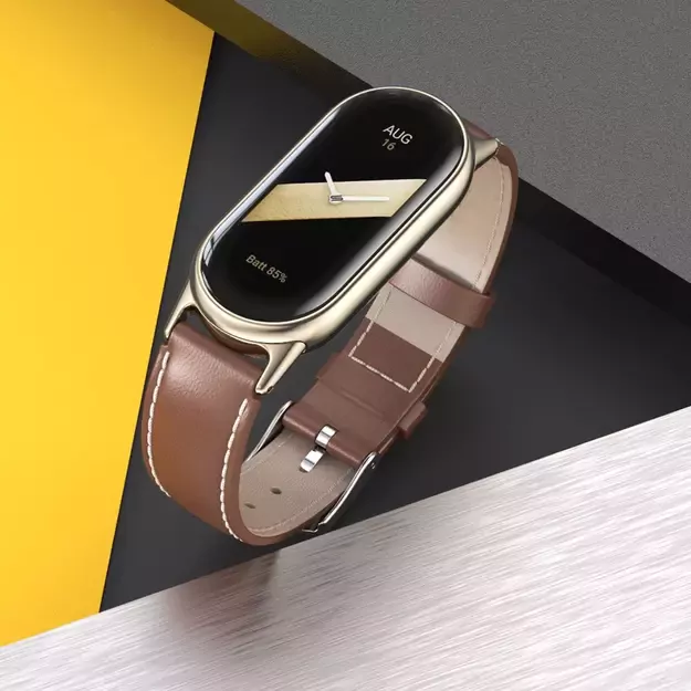 Tech-Protect Leatherfit strap for Xiaomi Smart Band 8 / 8 NFC - black 2