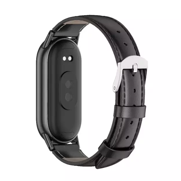Tech-Protect Leatherfit strap for Xiaomi Smart Band 8 / 8 NFC - black 1