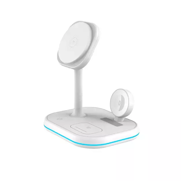 Tech-Protect QI15W-A27 3-in-1 inductive charger with MagSafe stand for smartphone / Apple Watch / AirPods - white 2