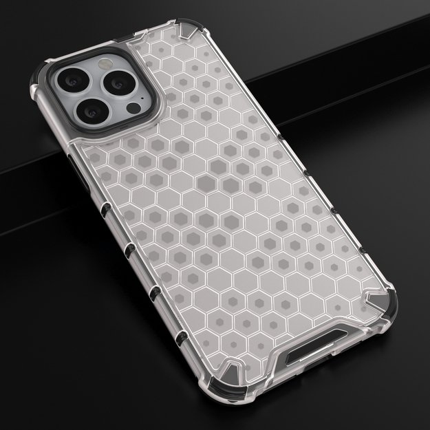 Honeycomb Case armor cover with TPU Bumper for iPhone 13 Pro Max transparent 26
