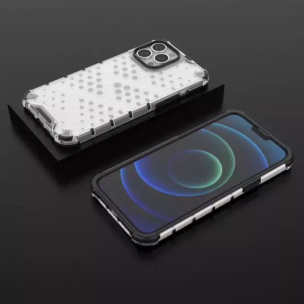 Honeycomb Case armor cover with TPU Bumper for iPhone 13 Pro Max transparent 12
