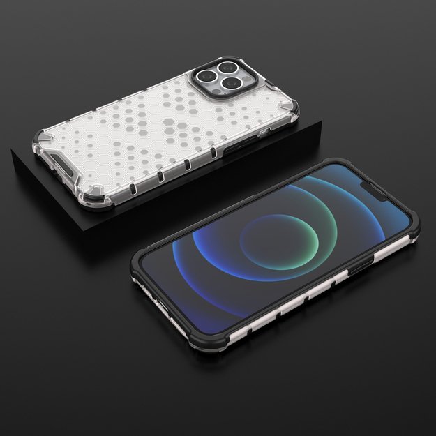 Honeycomb Case armor cover with TPU Bumper for iPhone 13 Pro Max transparent 25