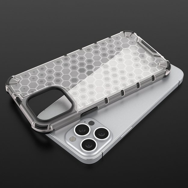 Honeycomb Case armor cover with TPU Bumper for iPhone 13 Pro Max transparent 21