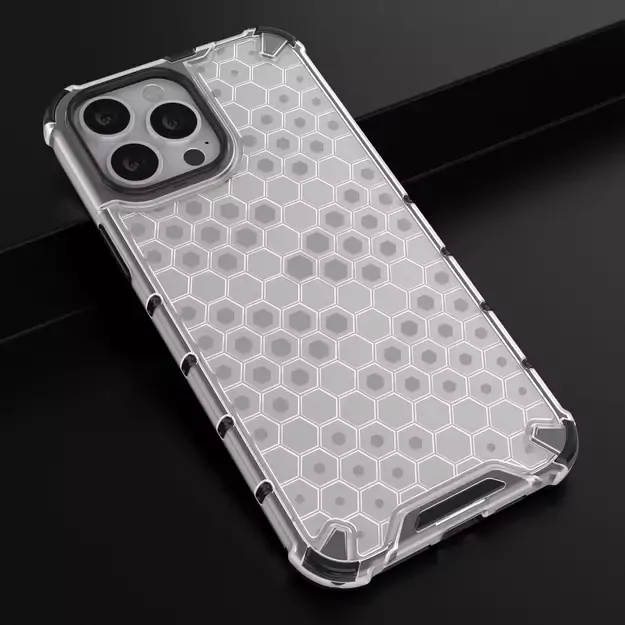 Honeycomb Case armor cover with TPU Bumper for iPhone 13 Pro Max transparent 13