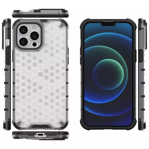 Honeycomb Case armor cover with TPU Bumper for iPhone 13 Pro Max transparent 1