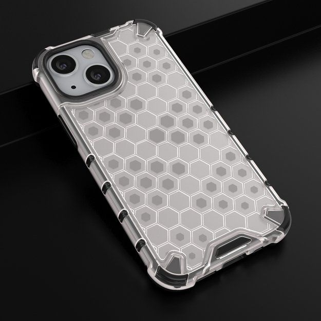 Honeycomb Case armor cover with TPU Bumper for iPhone 13 mini transparent 26