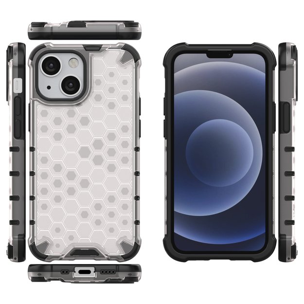 Honeycomb Case armor cover with TPU Bumper for iPhone 13 mini transparent 24