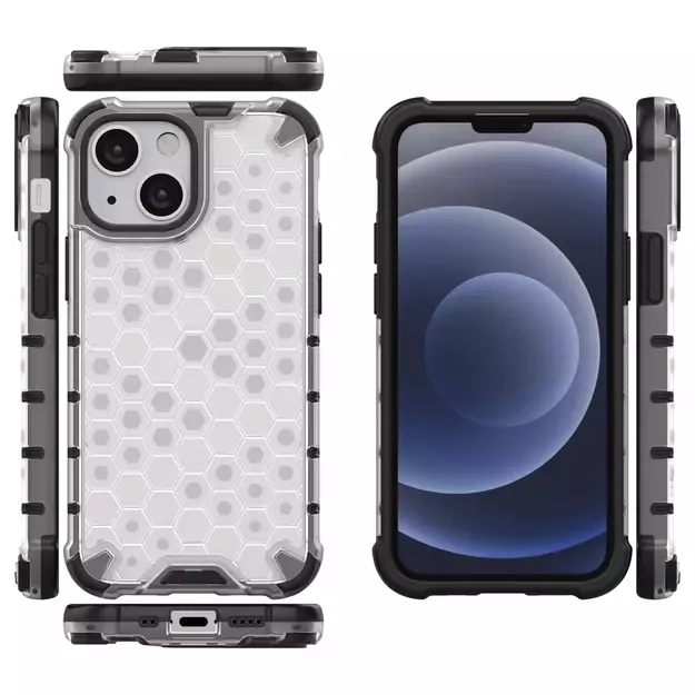 Honeycomb Case armor cover with TPU Bumper for iPhone 13 mini transparent 11