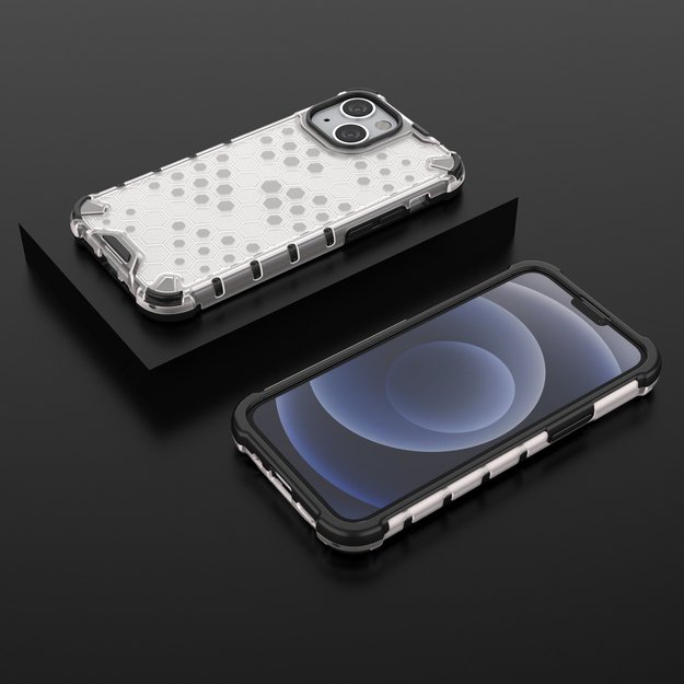 Honeycomb Case armor cover with TPU Bumper for iPhone 13 mini transparent 25