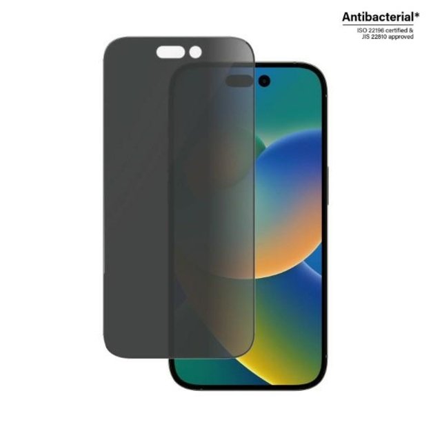 PanzerGlass Ultra-Wide Fit Tempered Glass Antibacterial Privacy with Positioner for iPhone 14 Pro 1