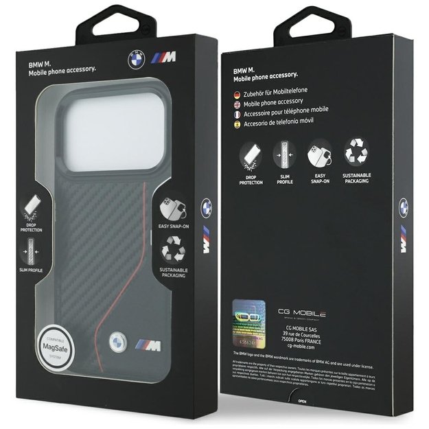 BMW M Carbon Line &amp  Logo MagSafe Case for iPhone 17 Pro - Red 7