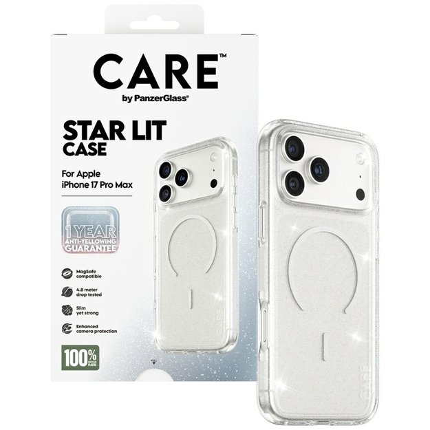 CARE by PanzerGlass Flagship Urban Explorer Case w. White MagSafe for iPhone 17 Pro Max - Clear Glitter 3