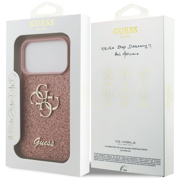 Guess Fixed Glitter Big 4G Case for iPhone 17 Pro - Pink 7