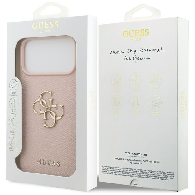 Guess Grained Big 4G &amp  Classic Logo Case for iPhone 17 Pro Max - Pink 7