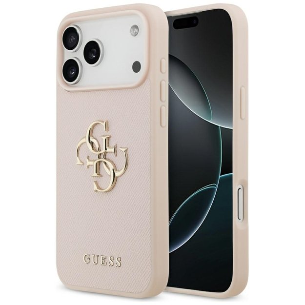 Guess Grained Big 4G &amp  Classic Logo Case for iPhone 17 Pro Max - Pink