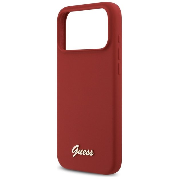 Guess Silicone Script Metal Logo MagSafe Case for iPhone 17 Pro Max - Red 5