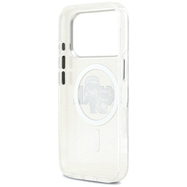 Karl Lagerfeld IML Glitter Karl &amp  Choupette Sketch Logo MagSafe Case for iPhone 17 Pro - Clear 6