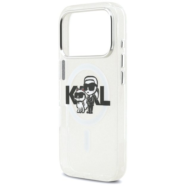 Karl Lagerfeld IML Glitter Karl &amp  Choupette Sketch Logo MagSafe Case for iPhone 17 Pro - Clear 5