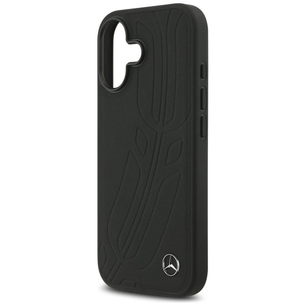 Mercedes Leather Large Laurel Leave MagSafe Case for iPhone 17 - Black 5