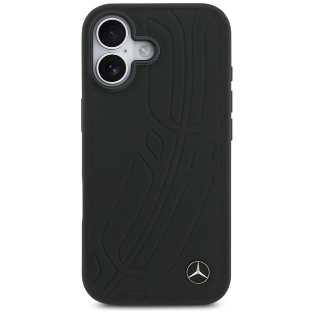 Mercedes Leather Large Laurel Leave MagSafe Case for iPhone 17 - Black 2