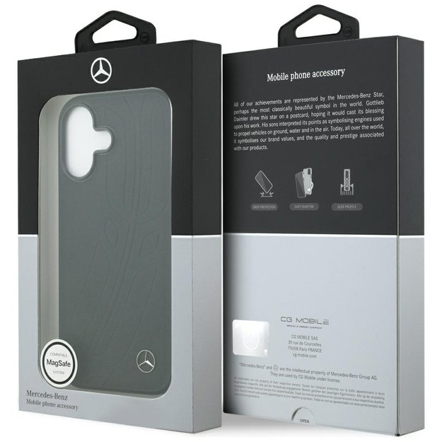 Mercedes Leather Large Laurel Leave MagSafe Case for iPhone 17 - Black 7