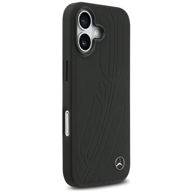 Mercedes Leather Large Laurel Leave MagSafe Case for iPhone 17 - Black 3