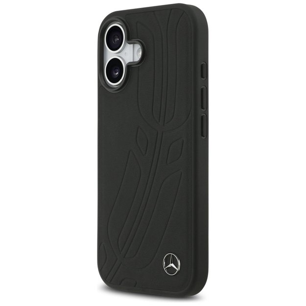 Mercedes Leather Large Laurel Leave MagSafe Case for iPhone 17 - Black 1