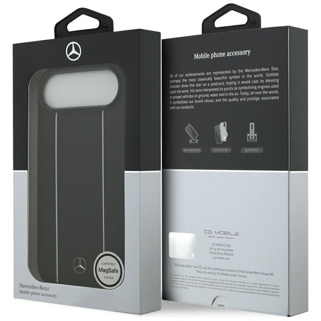 Mercedes Leather Star Pattern Stripes MagSafe case for iPhone Air - black 6