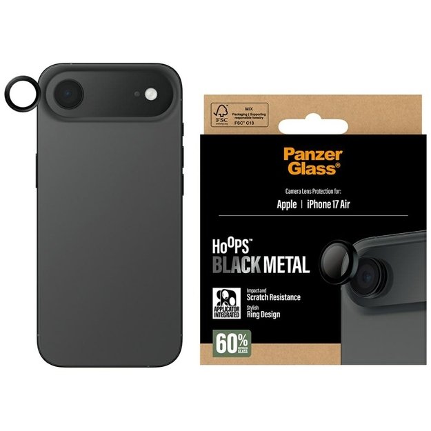 PanzerGlass Hoops Tempered Glass Lens Screen Protector for iPhone Air Black