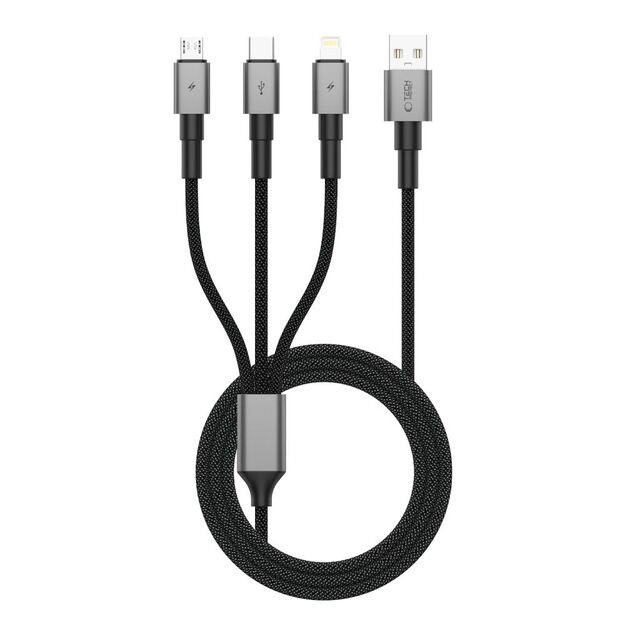 Tech-Protect UltraBoost DNA 3in1 USB-C / Micro-USB / Lightning cable 120 cm - gray